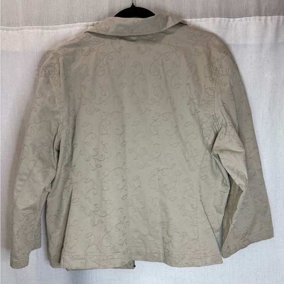 Talbots Beige Embroidered Zip Jacket Size XL Lightweight Spring Coat - Picture 2 of 5